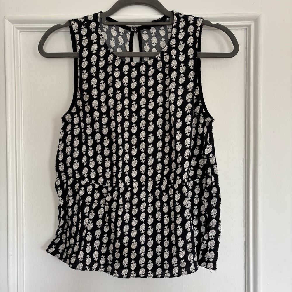 Madewell Black and White Patterned Blouse